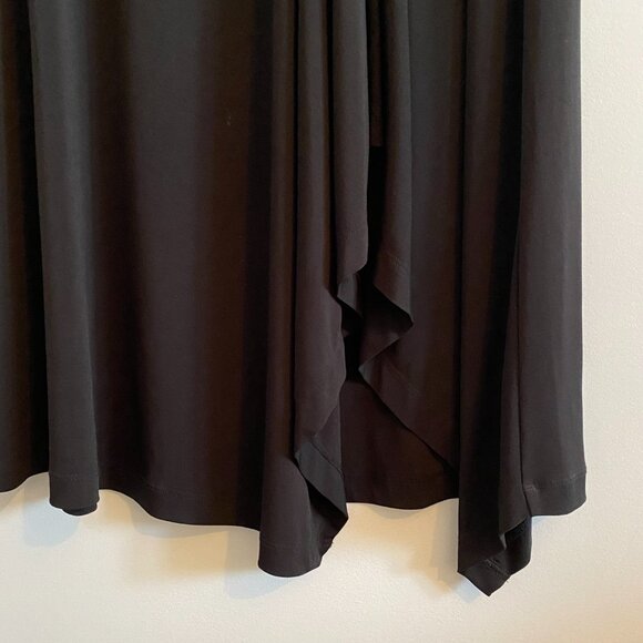 Michael Kors Black Flowing Asymmetric Hem Midi Skirt with Gathered Ruffle - Picture 3 of 6